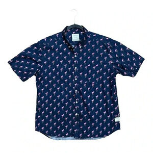 Public Art Flamingo Design Blue Shirt Size L